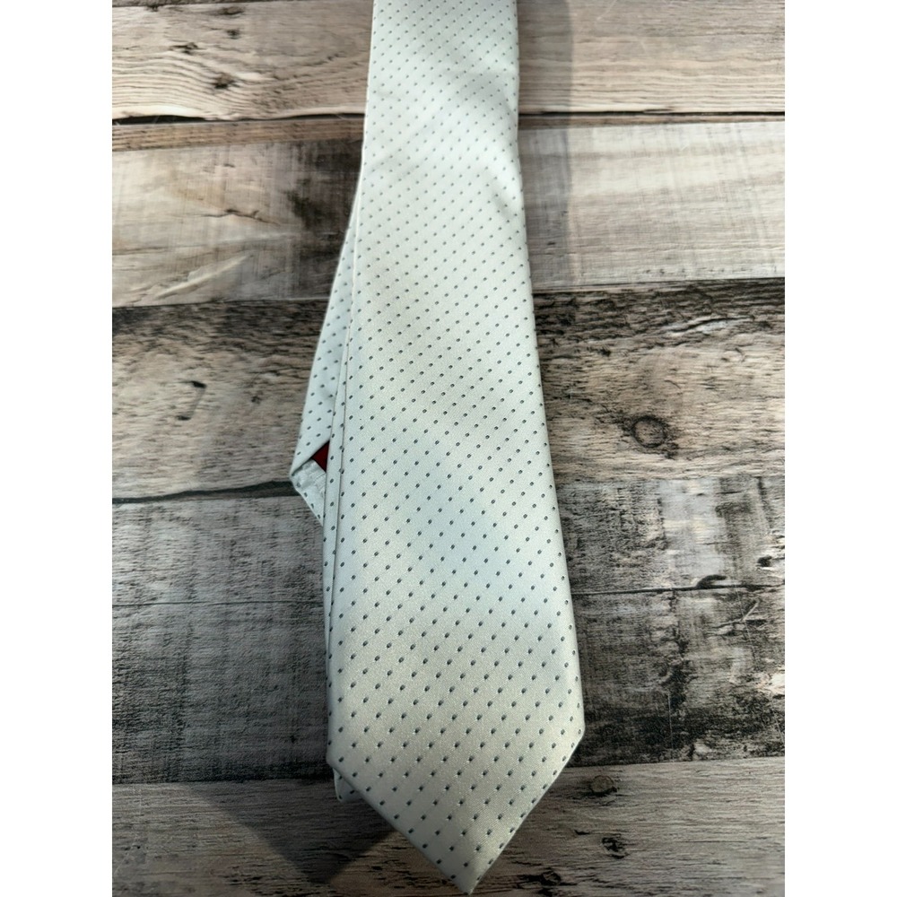 Alfani White Men Tie Black Dots 100% Polyester